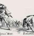 Серия "Балли ди Сфессания", Капитан Спесса Монти и Багаттино. 1622 - 73 х 93 мм. Офорт. Париж. Национальная библиотека, Кабинет эстампов. Франция.